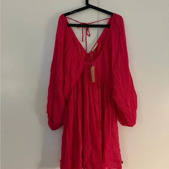 Anthropologie Fuchsia dress balloon v neck Let Me Be NWT - Picture 2 of 6